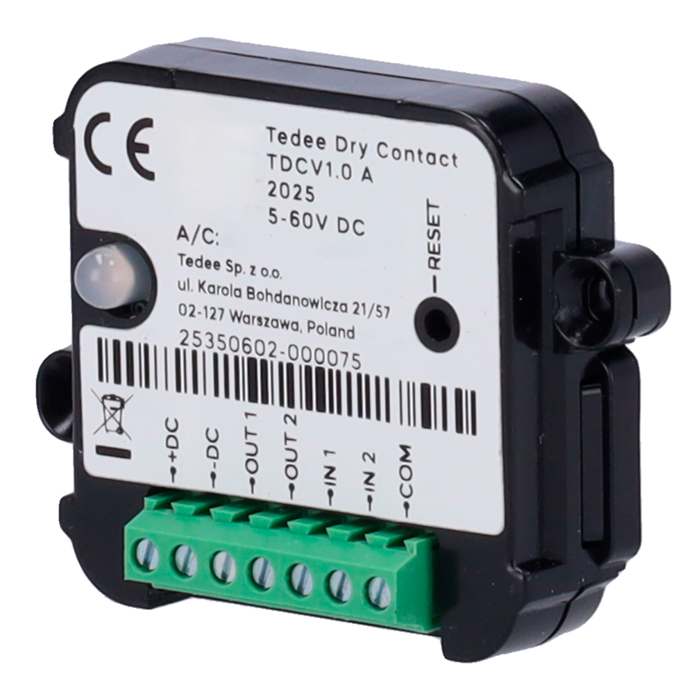 TEDEE-DRYCONTACT - Accesorio de módulo de entradas y salidas - Comunicación Bluetooth - Acciona cerradura con entradas auxiliares - Acciona salidas auxiliares con cerradura - Alimentación DC 6-60 V - Compatible con TEDEE-PRO y TEDEE-GO2 - imagen 1