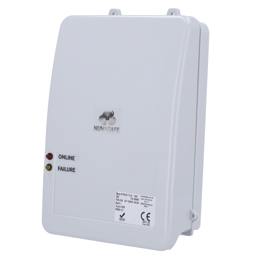 TECNOFIRE TF-TF2PYRUS-TLE - Integrado con Tecnofire - Transmisor de alarma certificado EN54-21 - ETHERNET, GPRS/NBIOT/LTE-CAT-M1 + LORA - Comunicación con CRA/CRI - 3 entradas (NO, NC, RFL) y 2 salidas OC - Permite montaje interno/externo a PCI - imagen 1