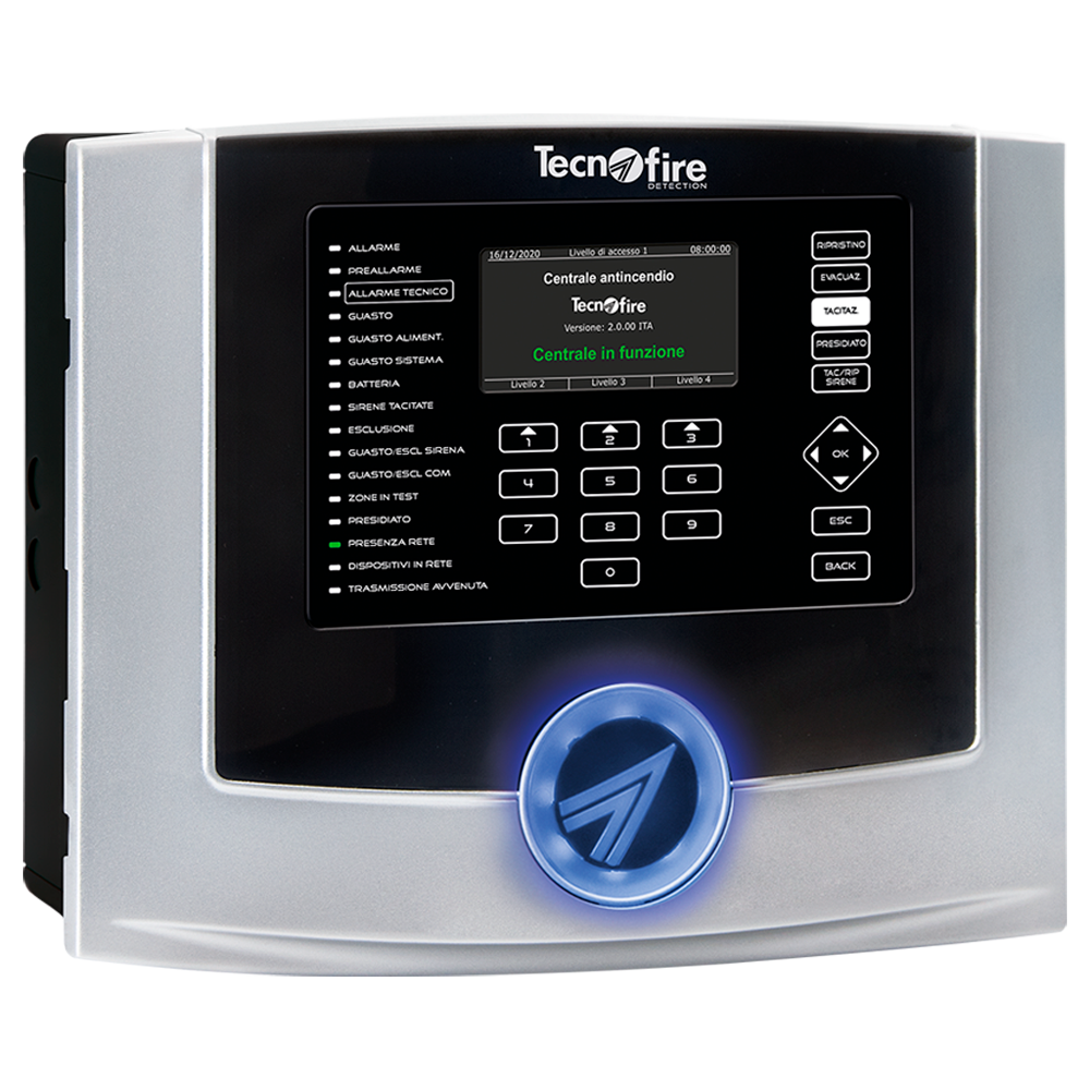 TECNOFIRE TF-TFA1-298 - Central de incendios analógica de 1 lazo - Capaz de contener dos baterías de 12V-7h. - El lazo admite 199 sensores y 99 módulos - Interfaz de usuario con pantalla gráfica a color - Permiten redactar automáticamente informes - Comun