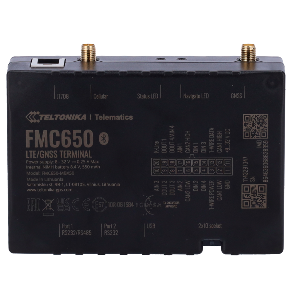 TELTONIKA TK-FMC650 - Tracker Avanzado - Conexión 4G con 2G de backup - Lectura de tacógrafo a tiempo real - Lectura de CAN para vehículos pesados - Múltiples entradas - Dual SIM y E-SIM - imagen 1