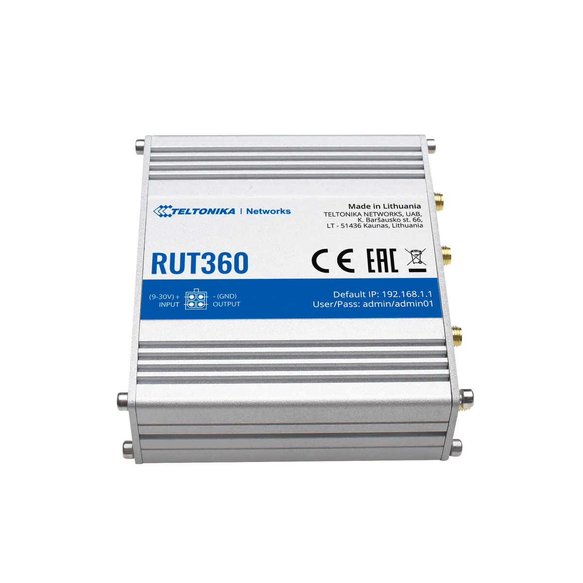 TELTONIKA TK-RUT360 - Router Industrial 4G LTE Cat 6 hasta 300 Mbps - Conectividad Wi-Fi 4 (802.11 b/g/n) - 2 puertos Ethernet 10/100 Mbps (WAN/LAN) - Diseño compacto y robusto en carcasa de aluminio - Seguridad avanzada: Firewall y múltiples VPN - Soport - imagen 1