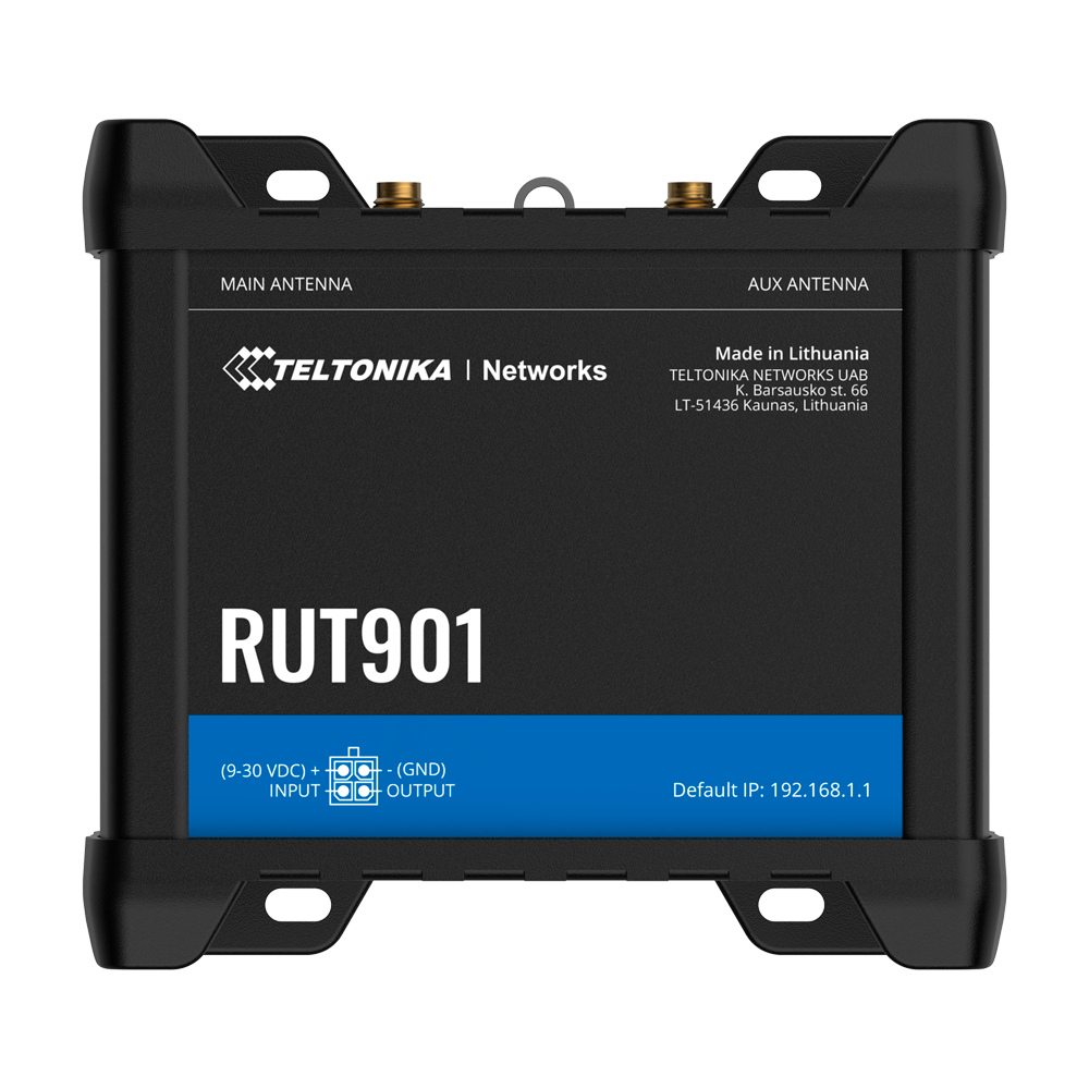 TELTONIKA TK-RUT901 - Router Industrial 4G LTE Cat 4 (150/50 Mbps) - Resiliencia con Dual SIM y failover automático - Punto de acceso Wi-Fi con funcionalidad Hotspot - 4 puertos Ethernet (1 x WAN, 3 x LAN) - Seguridad industrial con firewall y múltiples - imagen 1
