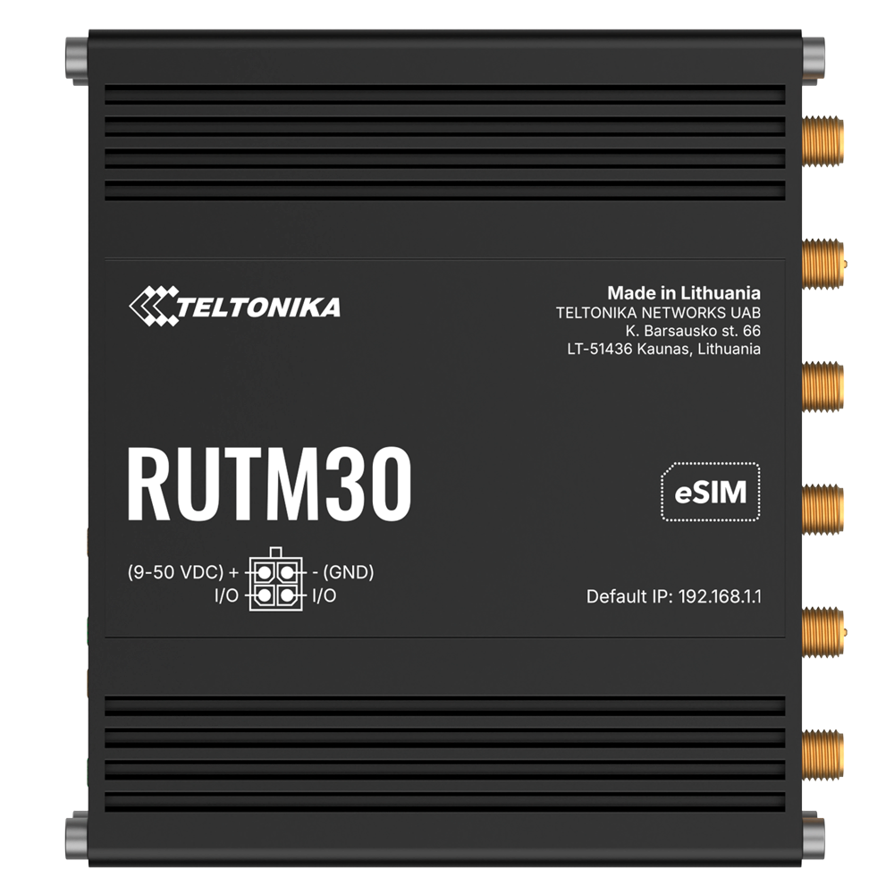 TELTONIKA TK-RUTM30 - Teltonika Router Industrial 5G - Failover automático entre WAN, móvil y Wi-Fi - Conectividad Wi-Fi 5 de hasta 300 Mbps - Resiliencia con eSIM y ranura SIM física - VPN avanzada: IPsec, OpenVPN y WireGuard - Chasis compacto de alumini - imagen 1