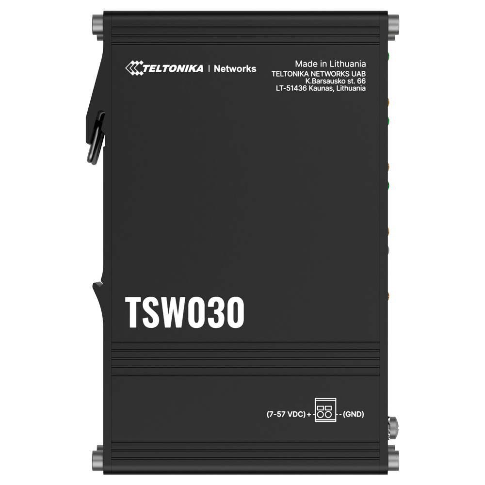 TELTONIKA TK-TSW030 - Teltonika Switch No gestionable Industrial - 8 puertos Ethernet RJ45 Fast Ethernet - Rugerizado Carcasa Aluminio - Plug and Play - Alimentación DC 5 a 57V - Led de Estado - imagen 1