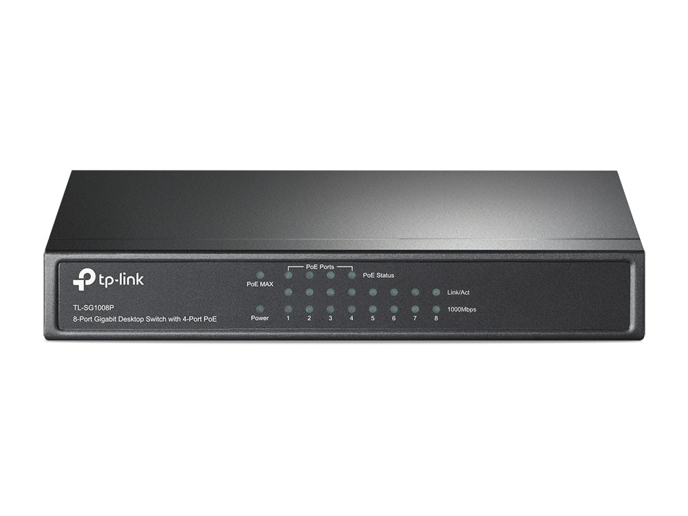 Imagen de TP-Link Switch PoE TL-SG1008P 8 Puertos Gigabit 4 PoE+ 64W Plug and Play