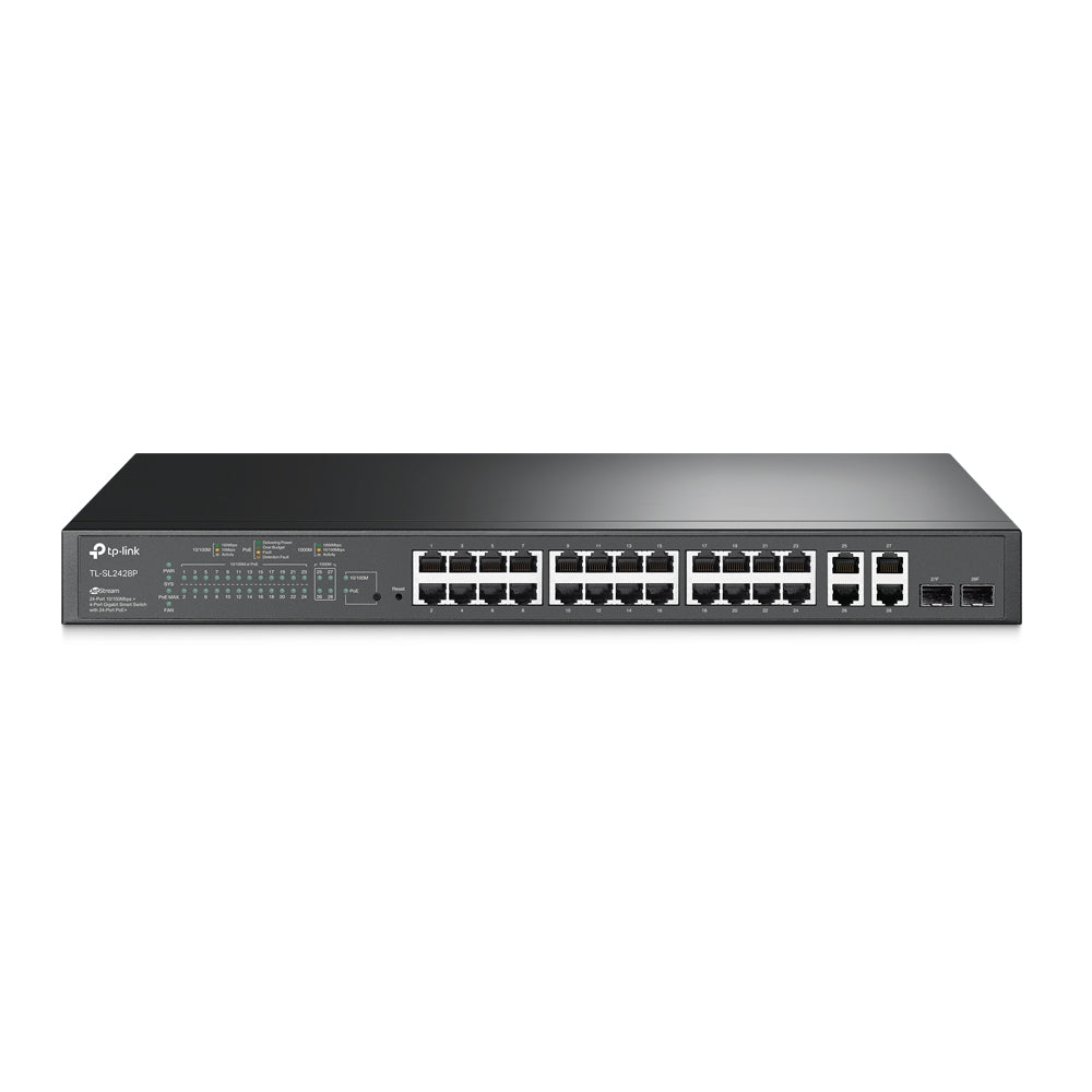 Imagen de TP-Link Switch PoE+ JetStream SL2428P 24 Puertos 10/100 Mbps 250 W de Potencia PoE
