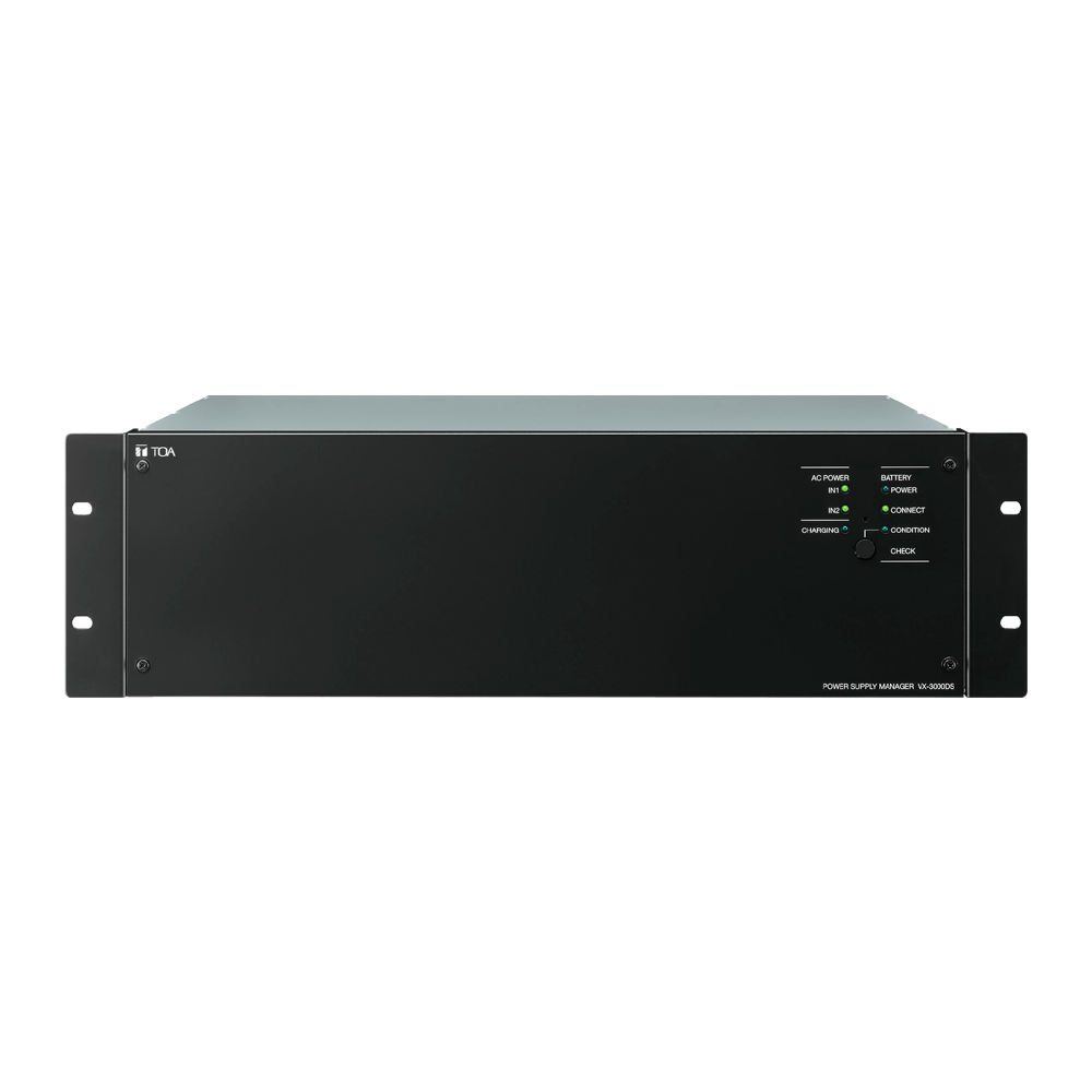 TOA-VX-3150DS - Fuente de alimentación EN54 VX-3000 - Alimentación de sistema principal - Cargador de baterías y función UPS - 8+3 salidas DC - Potencia 1140 W