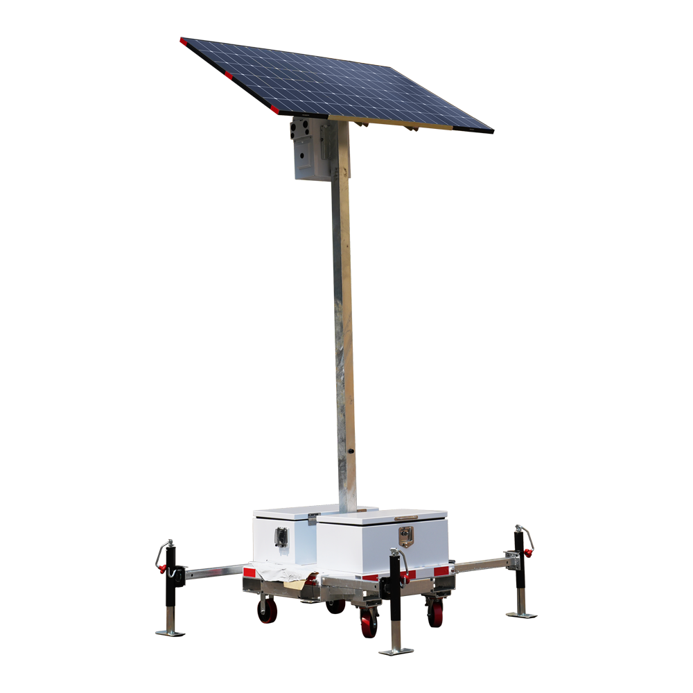 SAFIRE TRAILER-3KWH-440W-3M - Torre estacionaria CCTV de alta capacidad - Capacidad 2.944 Wh | Placa 440W | Litio - Protección para exterior y corrosión IP65 - Listo para despliegue en perimetral y obras - MPPT Epeever - NO INCLUYE MONTAJE - imagen 1