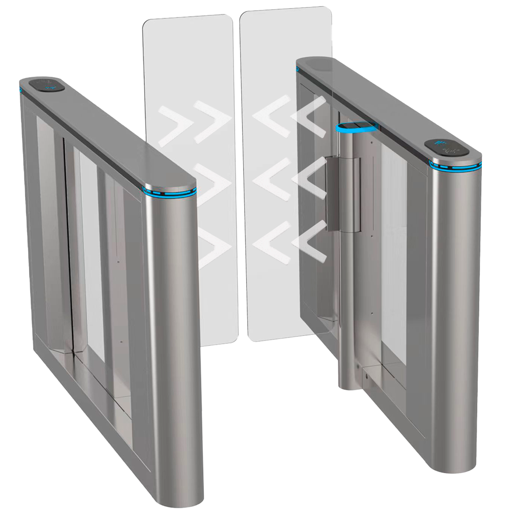 MARCA BLANCA TS-SG808-900-HIGH - Torno de acceso bidireccional - Portillo con barrera acrílica de 1.5 m plegable - Tiempos, alarmas y modos de apertura - Ancho de paso 900 mm | 10.000.000 ciclos - Fabricado en acero inoxidable SUS304 - Compatible con sist