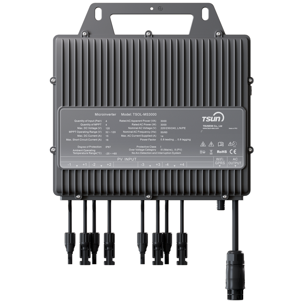 TSUN TSOL-MS3000 - TSUN Microinversor - Alta potencia 3000W - 4 entradas MPPT - Eficiencia de 97.2% - Monitorización mediante Wi-Fi - Instalación sencilla ( IP67 - imagen 1