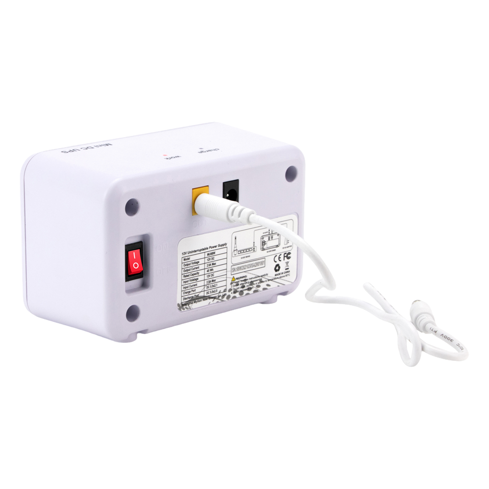 BLANCA UPS-MU68W - Mini UPS - Entrada DC 12V / 2.5A - Salida DC 12V / 2A - Batería Li-Ion 45Wh recargable - Indicador LED de batería - Tiempo de transferencia 0ms - imagen 1