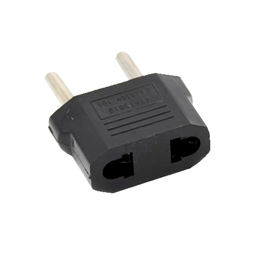 MARCA BLANCA USA-EU-ADAPTER-B - Adaptador - Enchufe Tipo A (USA) a Enchufe Tipo F (EU) - Voltaje 250V AC - Corriente Máxima de Salida 10 A - Color negro
