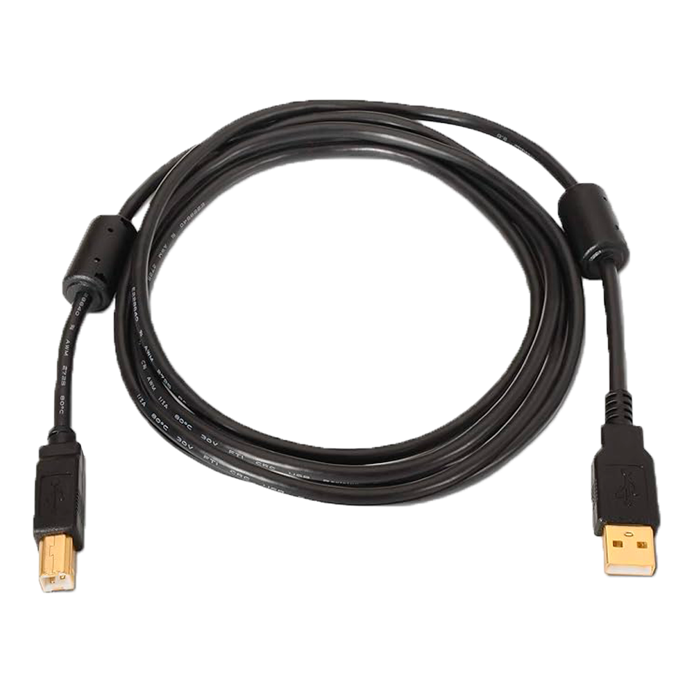 MARCA BLANCA USB1-5-P - Cable USB 2.0 - Para Impresora - Conectores tipo A/M-B/M - Longitud 5,0 m - Alta calidad (28AWG+22AWG - Color negro