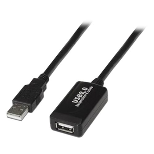 MARCA BLANCA USB1-5 - Extensor USB 2.0 - Longitud 5,0 m - Conectores USB A M/H - Activo - Color negro - Trasferencia hasta 480 Mbps