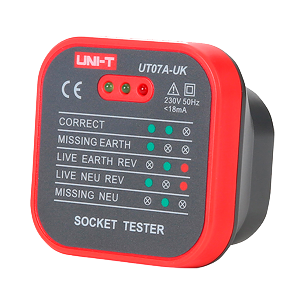 UNI-T UT07A-UK - Tester de tomas eléctricas UK - Verificación de errores de cableado - Sencillo de usar - Permite hacer un test rápido - imagen 1