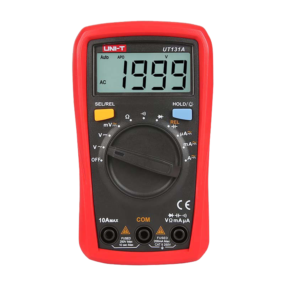UNI-T UT131D - Multímetro digital de mano LCD - Medición de voltaje en DC y AC hasta 250V - Medición de intensidad en DC hasta 10A - Función NCV (detección de V sin contacto) - Medición de resistencia - Buzzer para test de continuidad - imagen 1