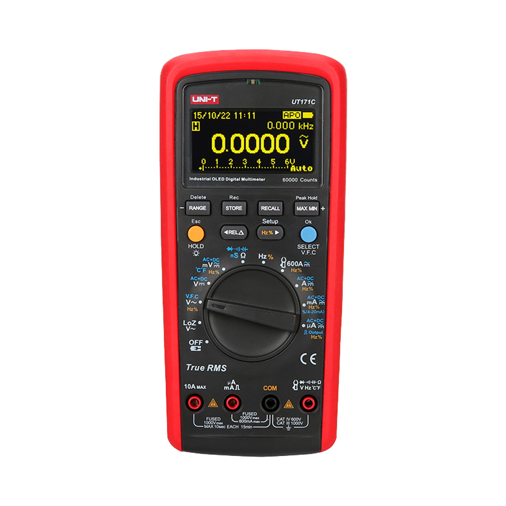 UNI-T UT171C - Multímetro digital OLED - Conexión a PC para volcado de datos - Medición AC/DC: hasta 1000V y 10A - Medida de resistencia, capacitancia y frecuencia - Medición de temperatura entre -40°C~1000°C - True RMS | Buzzer continuidad | Test de diod - imagen 1