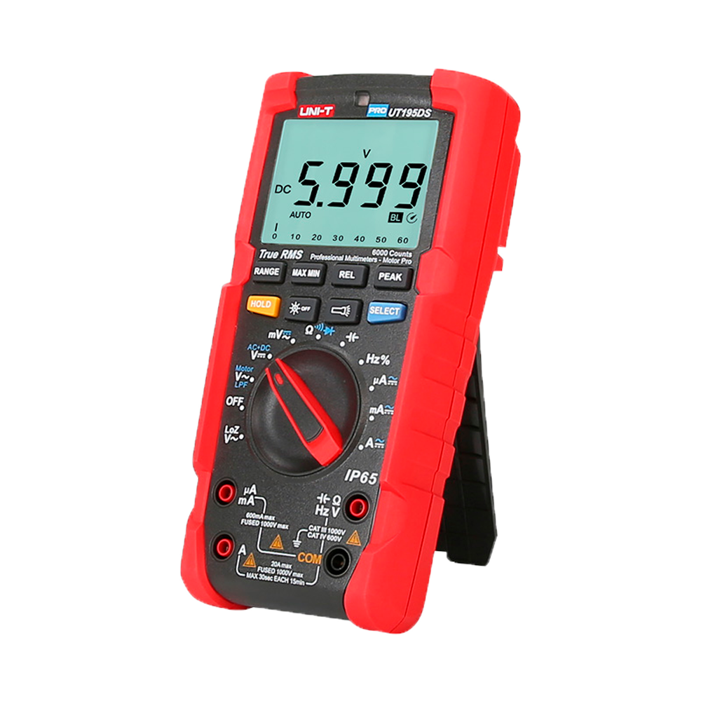 UNI-T UT195DS - Multímetro digital industrial True RMS - IP65 y resistente a caídas de 2 m - Medición DC y AC hasta 1000V / 20A - Linterna integrada - Medición de resistencia, capacitancia y frecuencia - Buzzer para test de continuidad - imagen 1