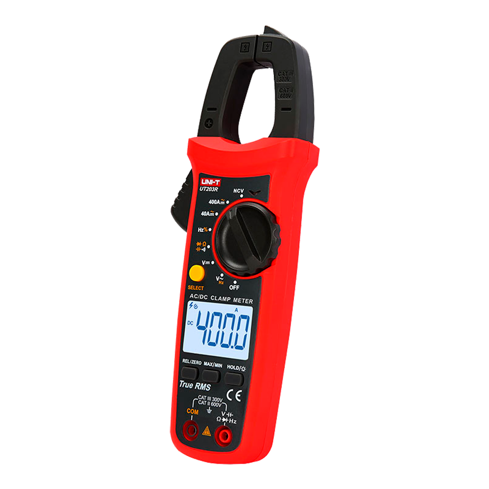 UNI-T UT203R - Pinza amperimétrica - Medición en DC hasta 600V y 400A - Medición en AC hasta 600V y 400A - Capacitancia/frecuencia - Auto Rango | Test diodos | True RMS | NVC - Apertura de pinza de 28mm - imagen 1