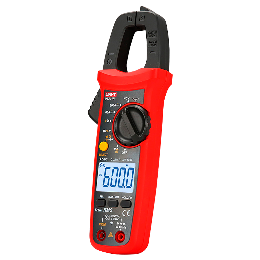 UNI-T UT204R - Pinza amperimétrica - Medición en DC hasta 600V y 600A - Medición en AC hasta 600V y 600A - Resistencia/capacitancia/frecuencia/temperatura - Auto Rango | Test diodos | True RMS - Apertura de pinza de 28mm - imagen 1
