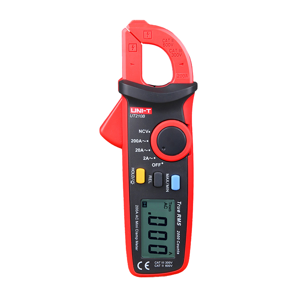 UNI-T UT210B - Mini pinza amperimétrica - Pantalla LED - Medición AC hasta 200A - Alta precisión en AC con función True RMS - Buzzer para test de continuidad | NVC - Apertura de pinza de 16mm - imagen 1