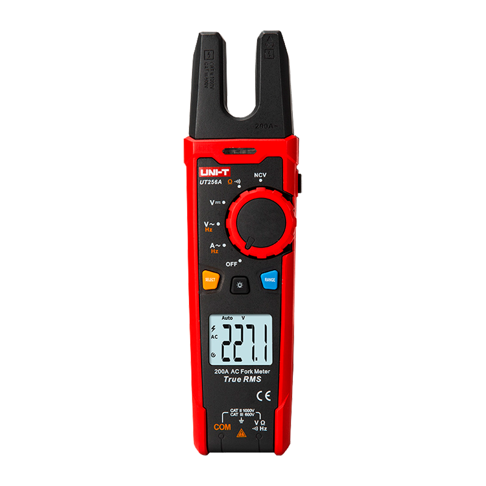 UNI-T UT256A - Pinza amperimétrica tipo tenedor - Pantalla LCD de hasta 6000 cuentas - Medición de intensidad en AC hasta 200A - Medición de voltaje en DC y AC hasta 1000V - Alta precisión en AC con función True RMS - Medición resistencia y frecuencia | F - imagen 1