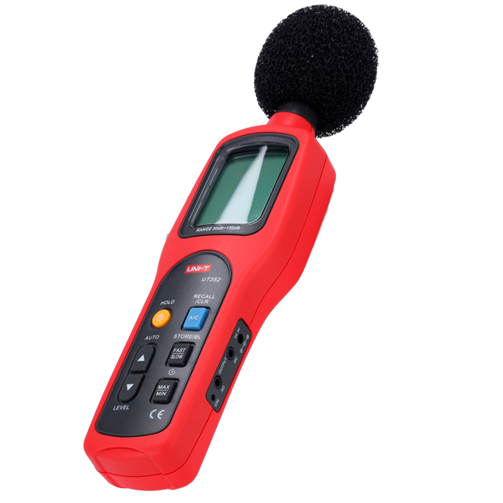 UNI-T UT352 - Medidor de nivel de sonido - Apto para medida industrial y alta presión - Capta ruido hasta 130 dB con rápida respuesta - Display LCD retroiluminado | Memoria - Diseño ergonómico, ligero con interfaz intuitiva - Apagado automático - imagen 1
