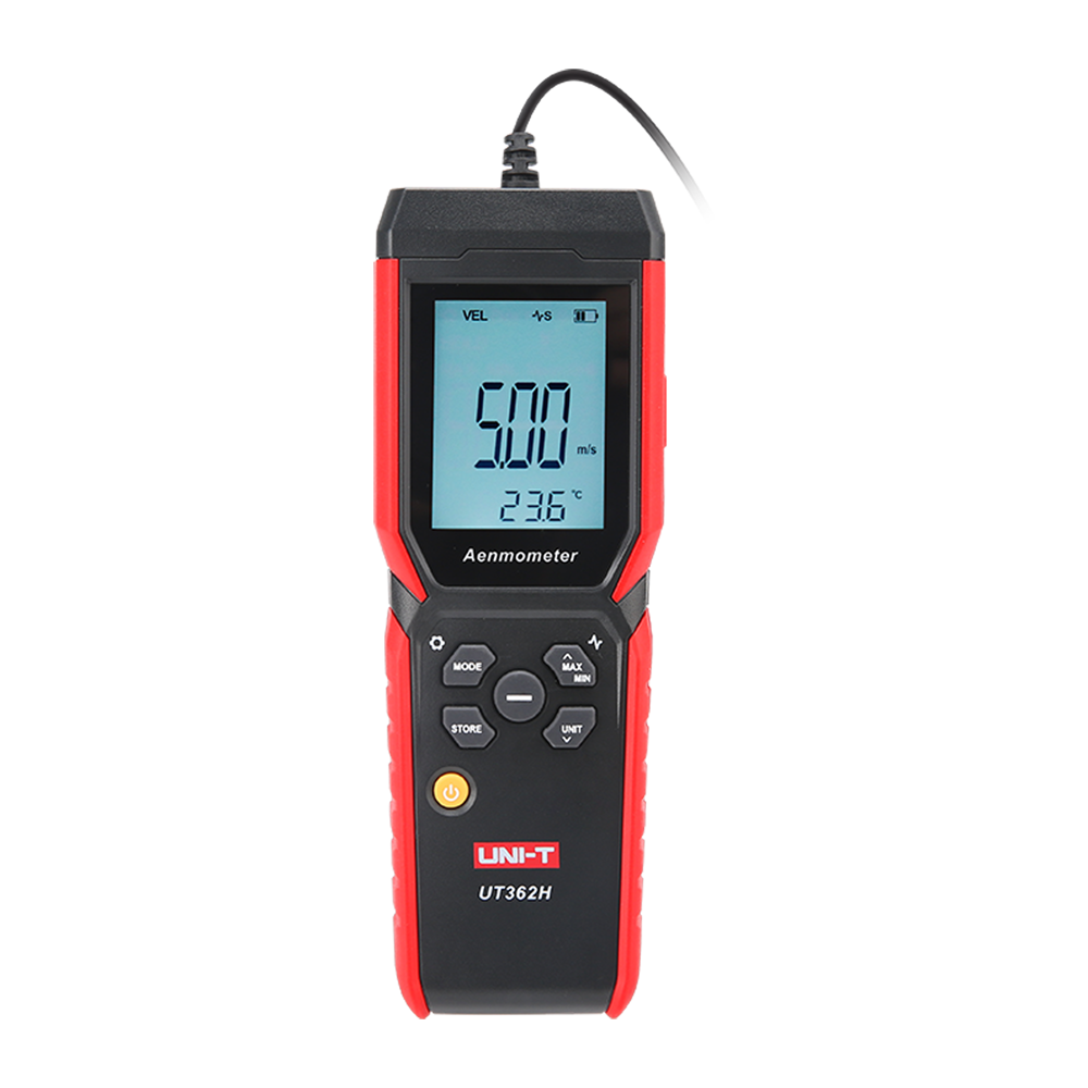 UNI-T UT362H - Anemómetro de hilo caliente - Mide velocidad, temperatura y caudal de aire - Sonda fina y alargada - Sensor de alta sensibilidad - Para climatización y ventilación - imagen 1