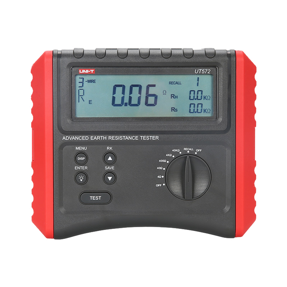 UNI-T UT572 - Medidor de resistencia a tierra - Display LCD - Medición de resistencia a tierra hasta 40kΩ - Medición de resistividad del suelo de hasta 40kΩ - Almacenamiento de datos - Apagado automático - imagen 1