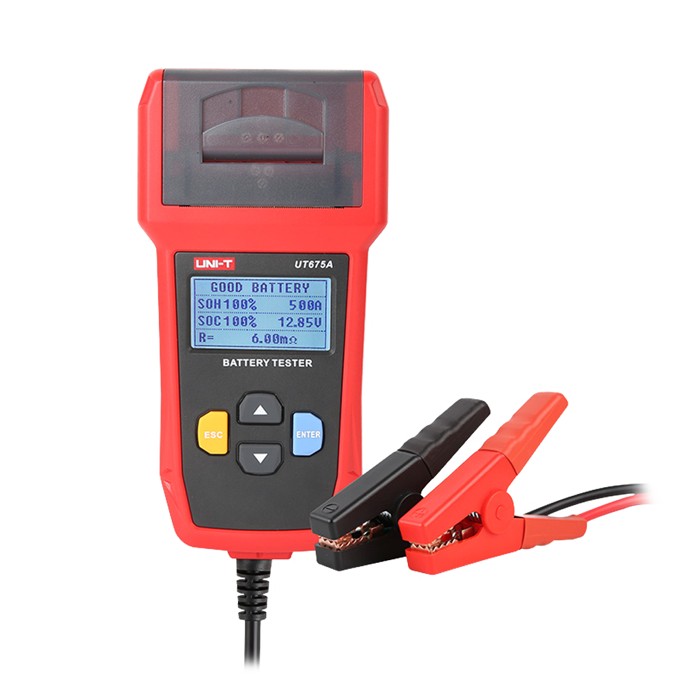 UNI-T UT675A - Tester de baterías - Mide capacidad, voltaje, resistencia y estado - Testeo de carga y arranque de baterías 12V/24V - Apto para testear hasta 10 tipos de baterías - Conexión con PC por USB - imagen 1