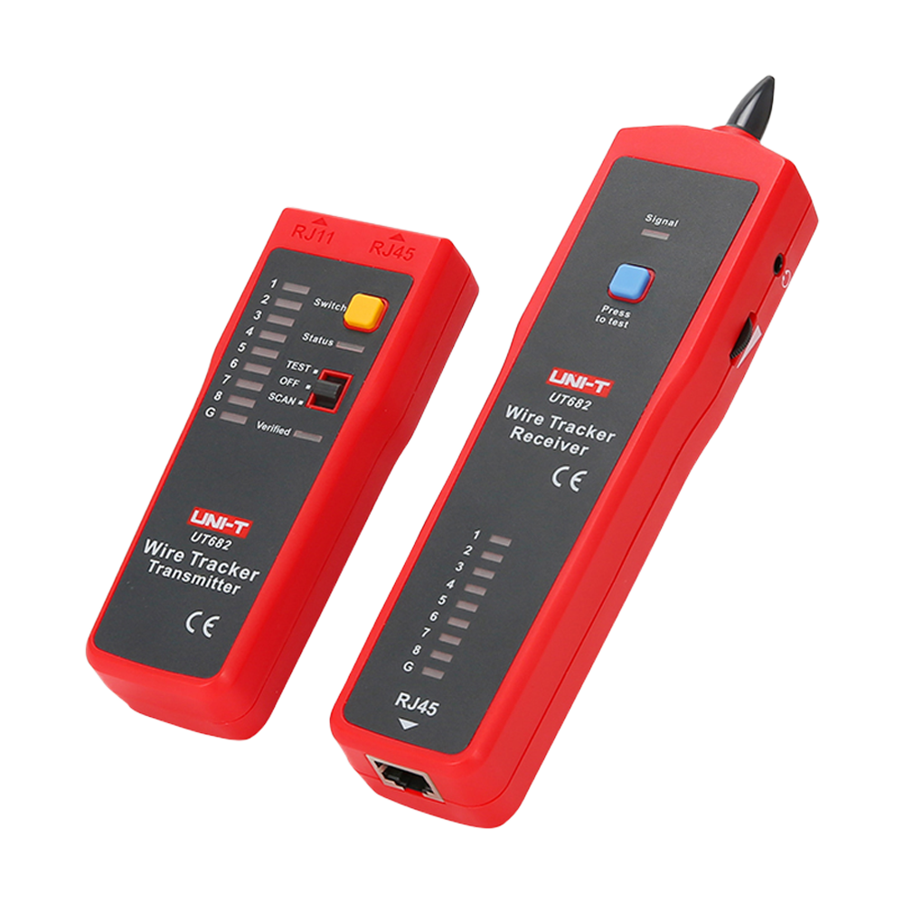 UNI-T UT682 - Tester de cables - Comprobación de estado cables RJ45/RJ11 - Indicador luminoso de potencia de señal - Localizador de cable roto y seguimiento en vivo - Apagado automático - imagen 1