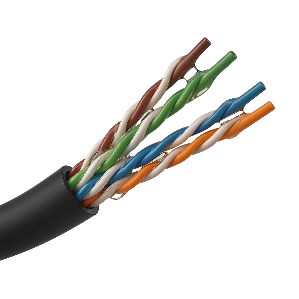 SAFIRE UTP5E-305-JELLY-OUTDOOR - Bobina de cable de red Cat5e de 305 metros - Conductor CCA aluminio recubierto de cobre - Relleno de gel Jelly antihumedad y agua - Cubierta exterior de polietileno PE robusto - Hilo de corte integrado para pelado fácil - imagen 1
