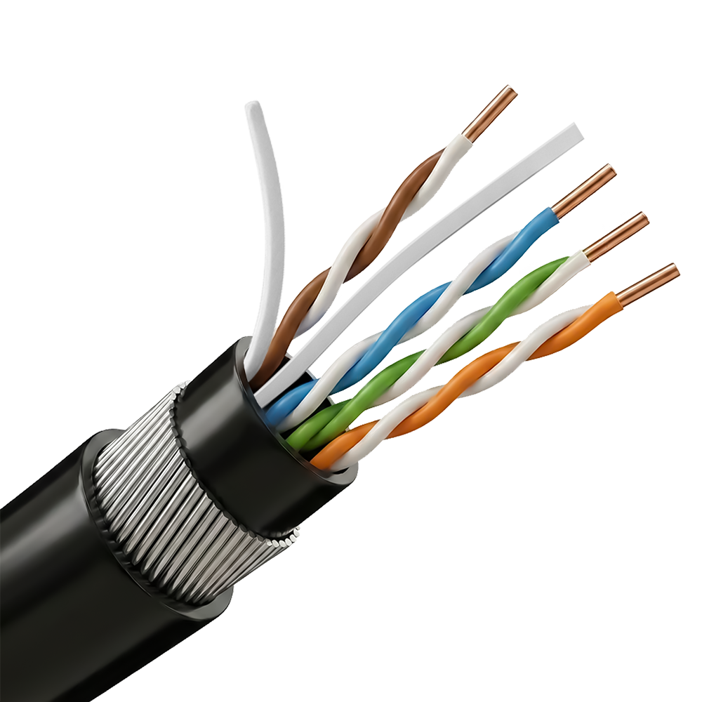 SAFIRE UTP6-305-BC-PE/PVC-ARM - Bobina de cable de red Cat6 de 305 metros - Conductor de cobre 100% para máxima señal - Armadura metálica de acero contra roedores - Doble cubierta de máxima protección PE y PVC - Alcance óptimo recomendado de hasta 70 metr