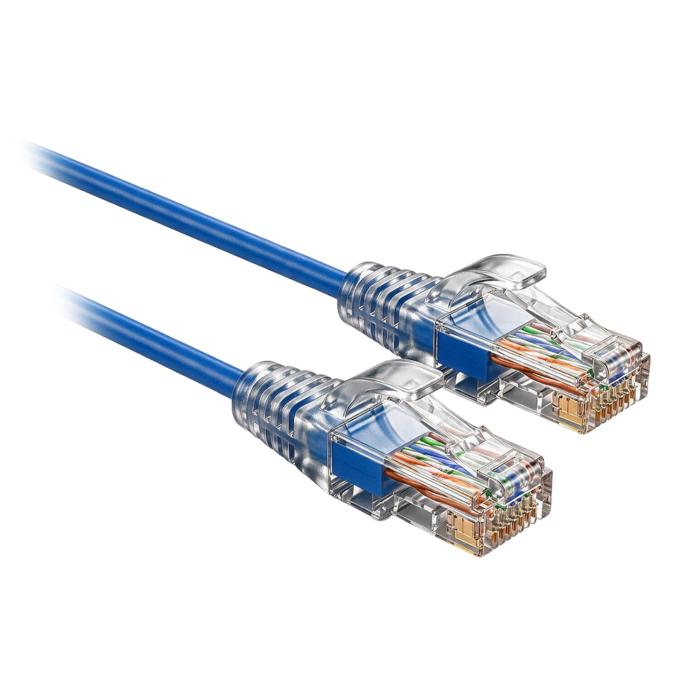 SAFIRE UTP6A-SLIM-010B - Cable UTP Slim de parcheo - Ethernet - Conectores RJ45 - Categoría 6A - 0,1 m - Color azul