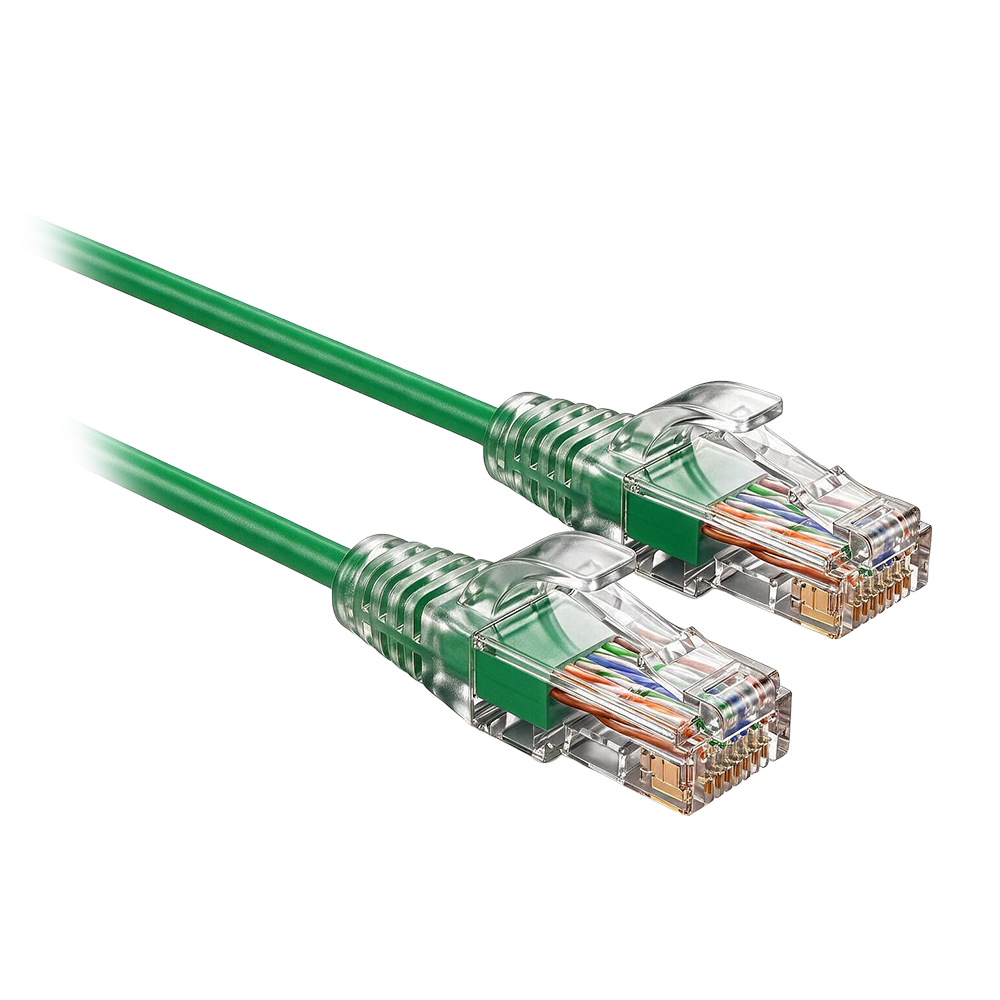 SAFIRE UTP6A-SLIM-010G - Cable UTP Slim de parcheo - Ethernet - Conectores RJ45 - Categoría 6A - 0,1 m - Color verde