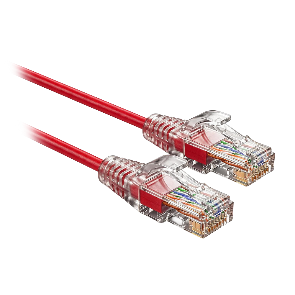 SAFIRE UTP6A-SLIM-010R - Cable UTP Slim de parcheo - Ethernet - Conectores RJ45 - Categoría 6A - 0,1 m - Color rojo