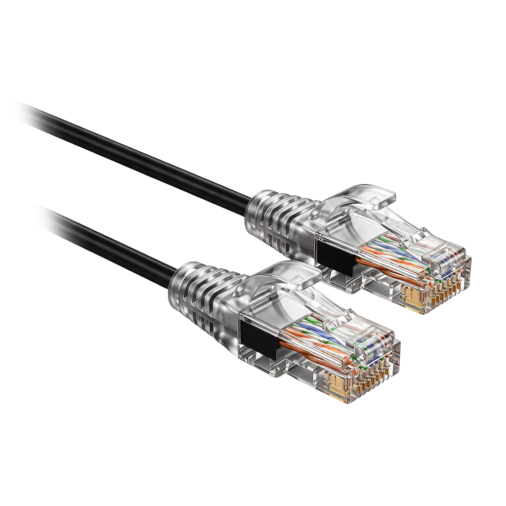 SAFIRE UTP6A-SLIM-015BK - Cable UTP Slim de parcheo - Ethernet - Conectores RJ45 - Categoría 6A - 0,15 m - Color negro