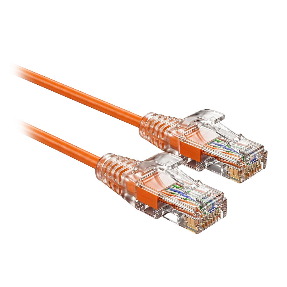 SAFIRE UTP6A-SLIM-015O - Cable UTP Slim de parcheo - Ethernet - Conectores RJ45 - Categoría 6A - 0,15 m - Color naranja