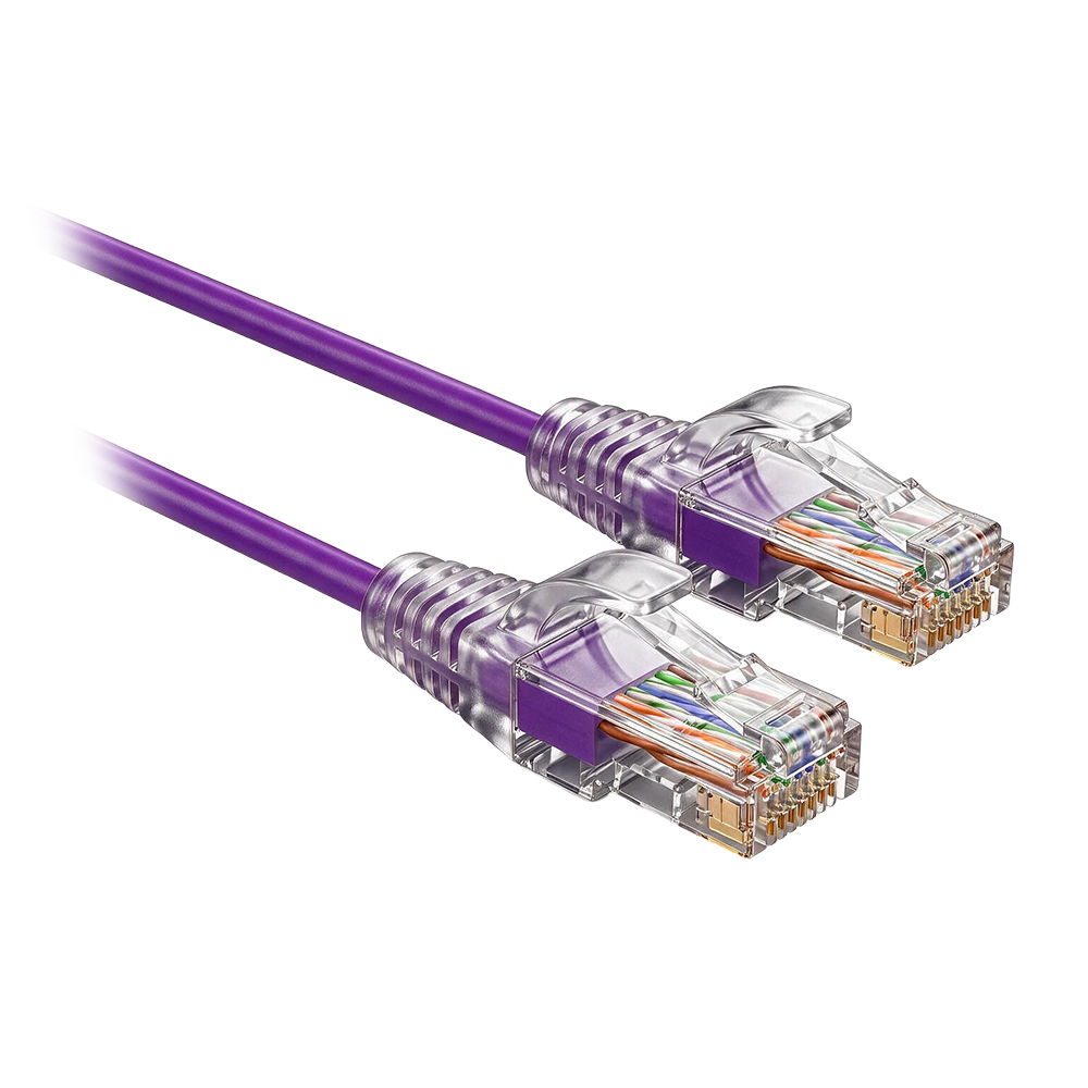 SAFIRE UTP6A-SLIM-015PU - Cable UTP Slim de parcheo - Ethernet - Conectores RJ45 - Categoría 6A - 0,15 m - Color morado