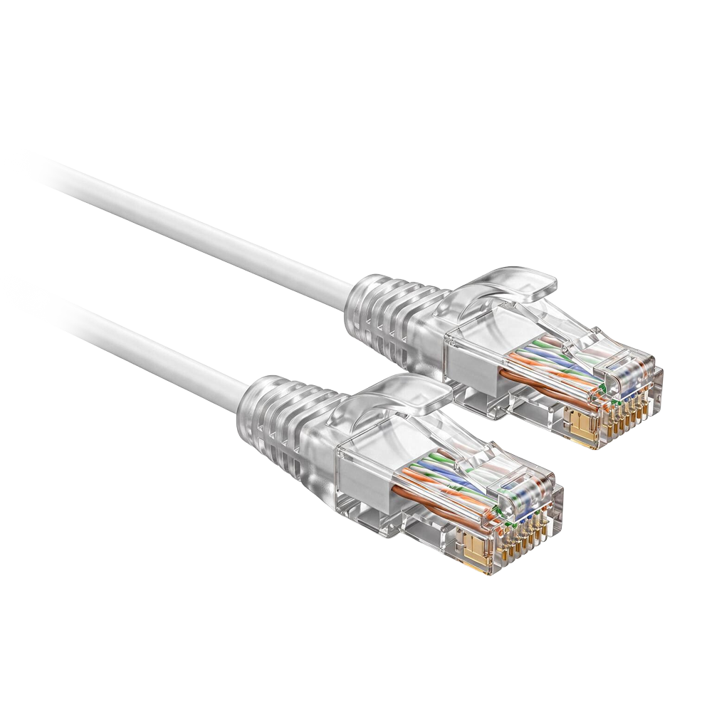 SAFIRE UTP6A-SLIM-015W - Cable UTP Slim de parcheo - Ethernet - Conectores RJ45 - Categoría 6A - 0,15 m - Color blanco
