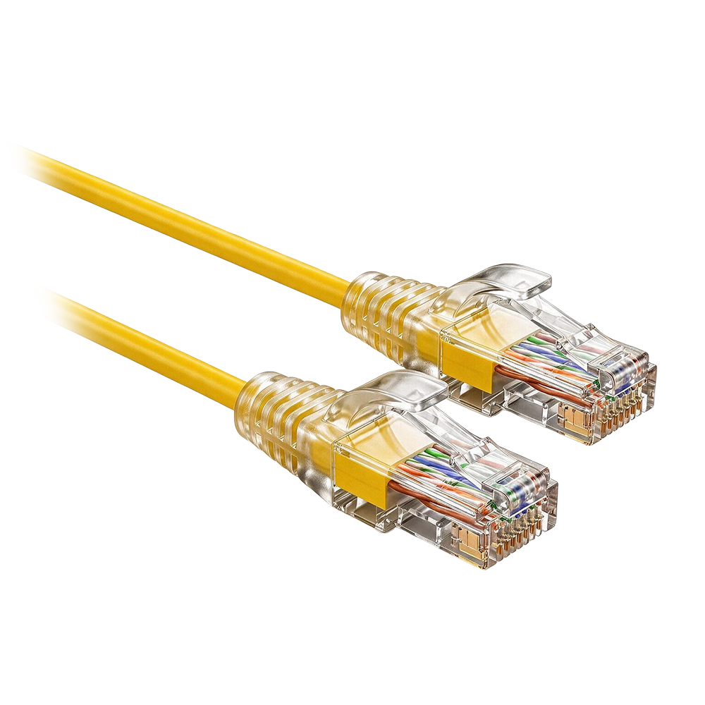 SAFIRE UTP6A-SLIM-015Y - Cable UTP Slim de parcheo - Ethernet - Conectores RJ45 - Categoría 6A - 0,15 m - Color amarillo