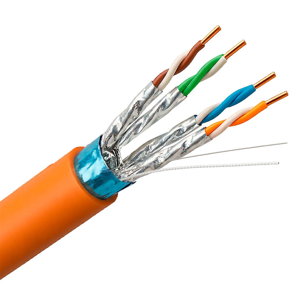 UNIVIEW UV-F/FTP6A-500-BC23AWG-DCA-R-O - Uniview cable F/FTP categoría 6A - Conductor OFC,100% cobre - Diámetro 23 AWG-0,57mm - Certificado CPR Dca-s1,d2,a1 - Cubierta exterior LSZH / Color naranja - Se suministra en bobinas de Madera de 500 metros