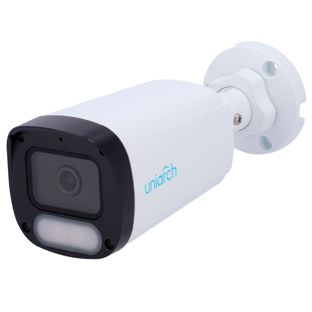 UNIARCH UV-IPC-B242-ADF28K-WP - Cámara IP Bullet | Uniarch - 2 MP | Lente 2.8 mm | microSD 512 GB - Luz blanca 30 m | WDR 120 dB - Color Hunter con tecnología WISE-ISP - PoE | UMD | IP67 - Botón de reset | Micrófono incorporado - imagen 1