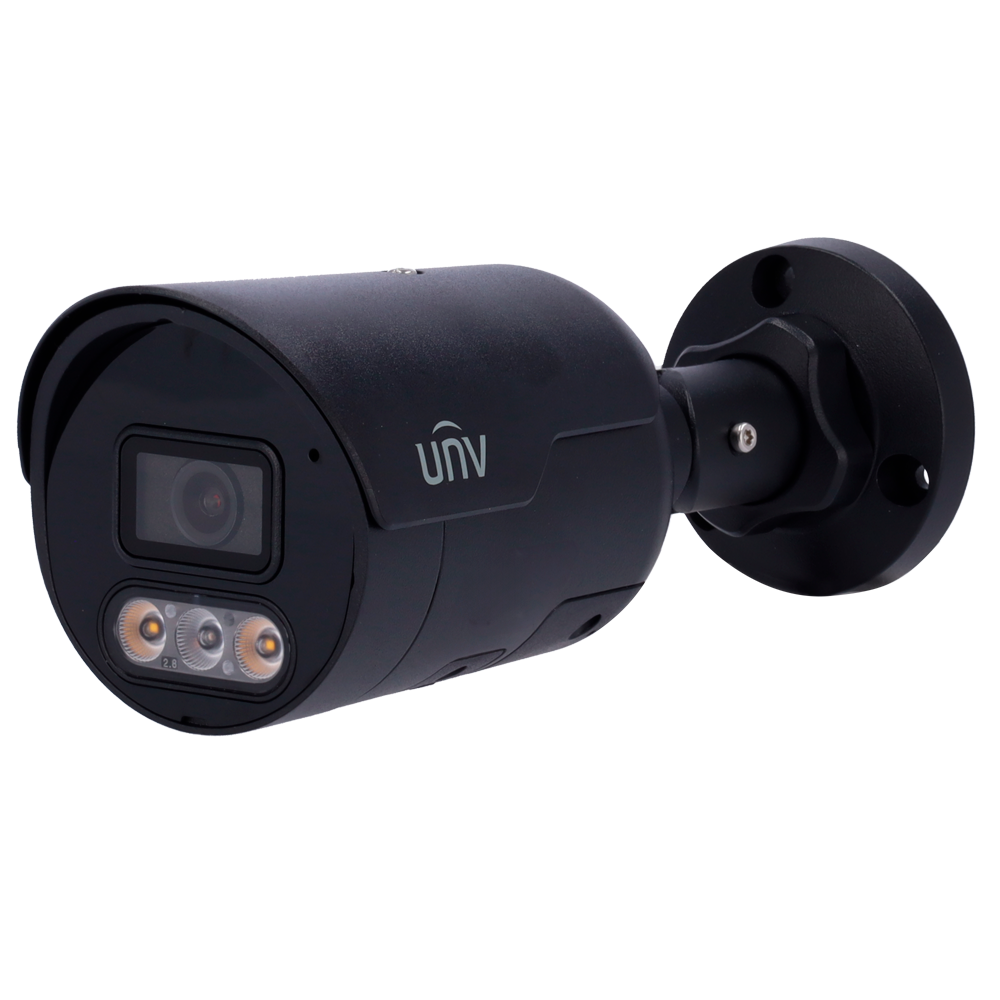 UNIVIEW UV-IPC2124LE-ADF28KMC-DL-BLACK - Cámara Bullet IP Uniview - Gama Easy - 4 MP | Lente 2.8 mm | microSD 512 GB - IR 30 m | Luz blanca 30 m | WDR 120 dB - Color Hunter | Dual Light - PoE | UMD | IP67 - Micrófono | Altavoz - imagen 1