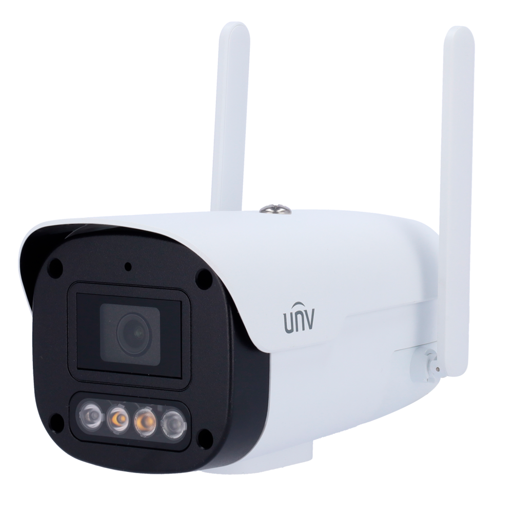 UNIVIEW UV-IPC2A12LP-ADF40KC-4G-E - Cámara Bullet IP Uniview - Gama Easy - 2 MP | Lente 4 mm | microSD 512 GB - IR 50 m | Luz blanca 30m | WDR 120 dB - Color Hunter | Conexión 4G - PoE | UMD | IP67 - MIC | Altavoz | Audio | Alarmas - imagen 1