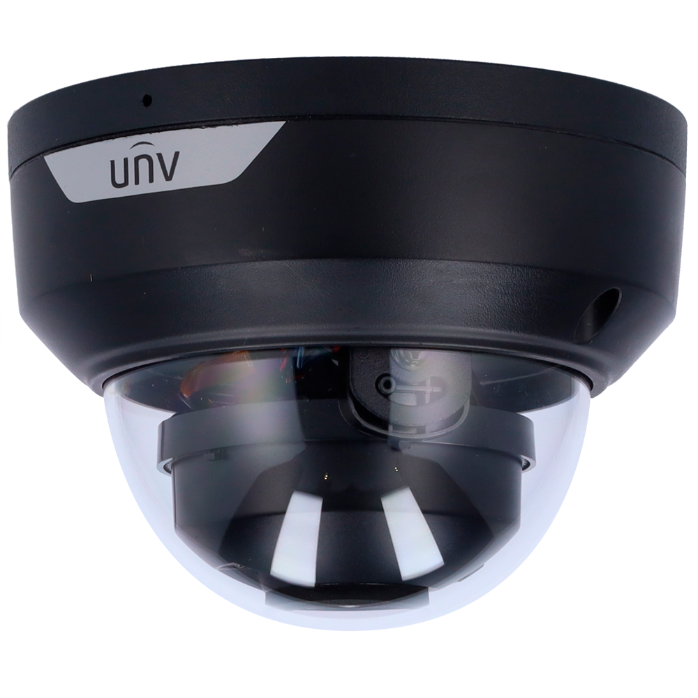 UNIVIEW UV-IPC324LE-ADF28K-H-BLACK - Cámara Domo IP Uniview - Gama Easy - 4 MP | Lente 2.8 mm | microSD 512 GB - IR 30 m | WDR 120 dB - - PoE | UMD | IP67 | IK10 - Micrófono integrado | Color negro - imagen 1