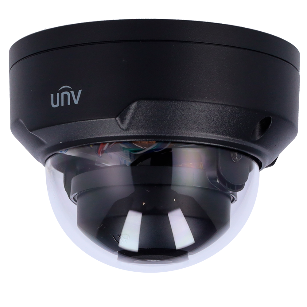 UNIVIEW UV-IPC324SB-DF28K-I0-BLACK - Cámara Domo IP Uniview - Gama Prime - 4 MP | Lente 2.8 mm | microSD 256 GB - IR 30m | WDR 120 dB - LightHunter | Análisis estadístico - PoE | SIP | UMD | IP67 | IK10 - Audio | Alarmas | Color negro - imagen 1