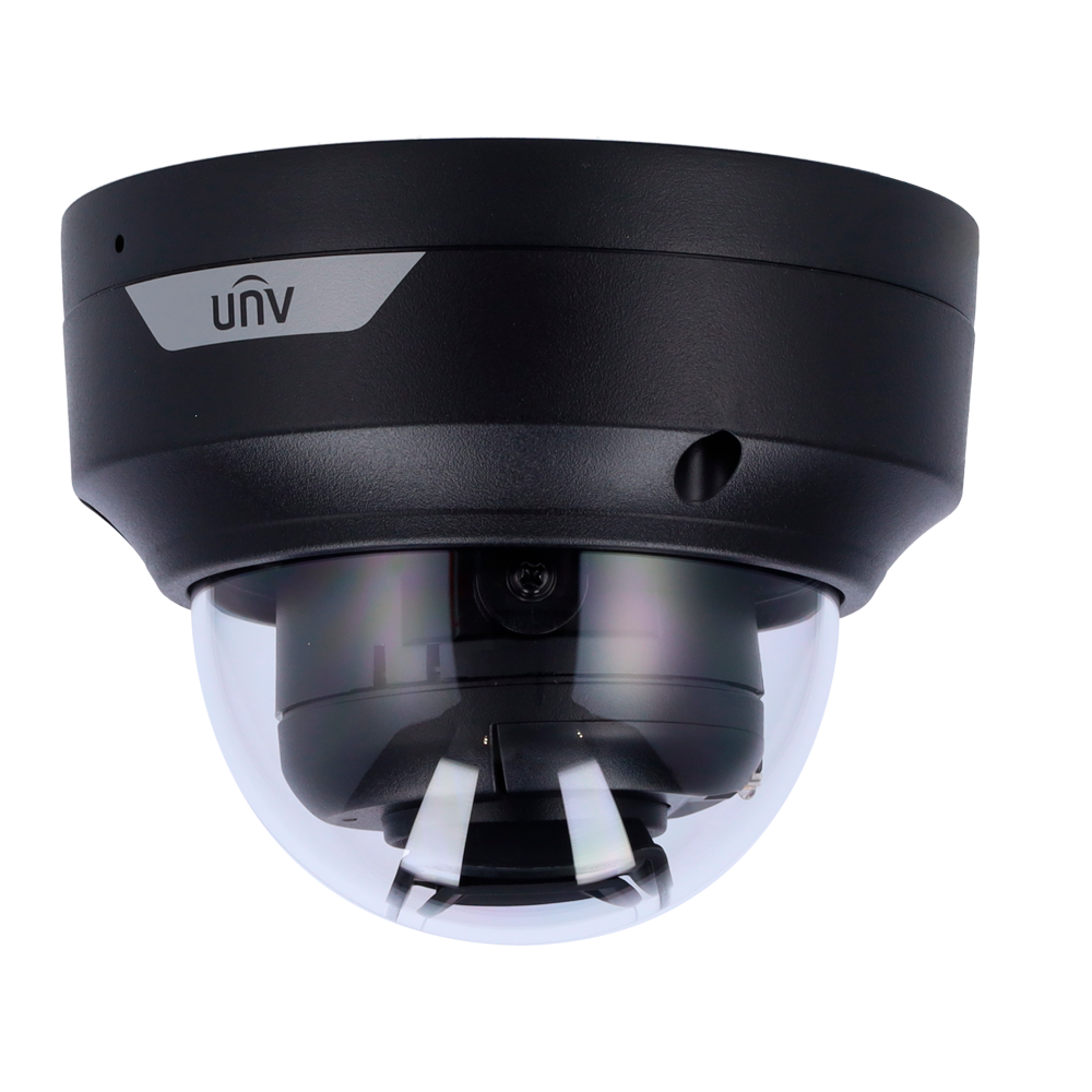 UNIVIEW UV-IPC3524LE-ADF28K-WP-BLACK - Cámara Domo IP Uniview - Easy - 4 MP | Lente 2.8 mm | microSD 512 GB - Luz blanca 30 m | WDR 120 dB - Color Hunter con tecnología WISE-ISP - PoE | UMD | SIP Lite | IP67 | IK10 - Micrófono | Color negro - imagen 1