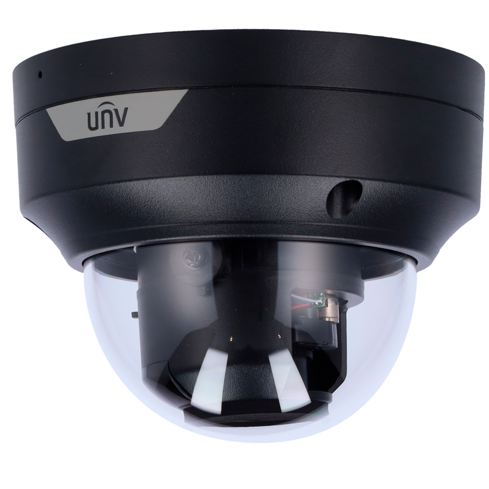 UNIVIEW UV-IPC3534SB-ADNZK-I0-BLACK - Cámara Domo IP Uniview - Gama Prime - 4 MP | Lente 2.7 ~ 13.5 mm | microSD 256 GB - IR 30 m | WDR 120 dB - Light Hunter | Conteo de personas - PoE | UMD | SIP | IP66 | IK10 | Negro - Botón de reset | Audio | Alarma | - imagen 1