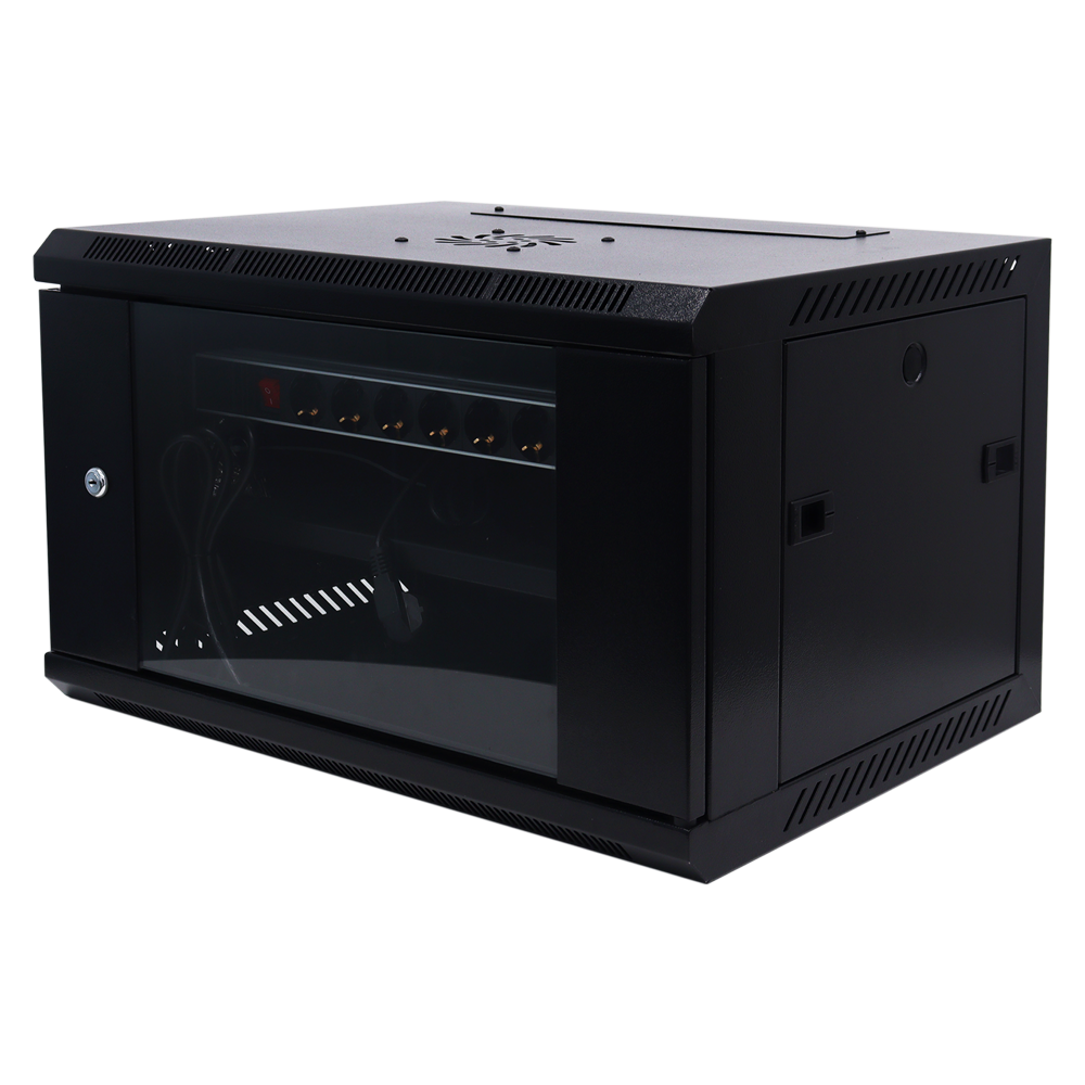UNIVIEW UV-RK-6U-WT - Armario rack integrado Uniview - Capacidad de 6U para rack de 19" - Soporta montaje en pared o suelo - Estructura robusta con carga máxima de 60 kg - Kit completo: ventilador, estante y regleta